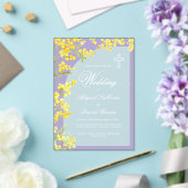 黄色の花のアーチオンラベンダー宗教結婚の アクリル招待状 (インサイチュ (ウェディング))