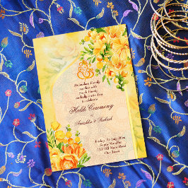 黄色の花のアーチGaneshaハルディ招待 招待状