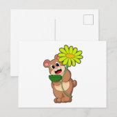 黄色の花のクマ ポストカード (正面/裏面)