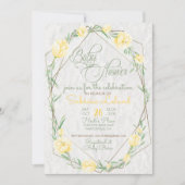 黄色の花のグリーン テラリウム ベビーシャワー 招待状 (正面)