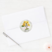 黄色の花のステッカー ラウンドシール (封筒)