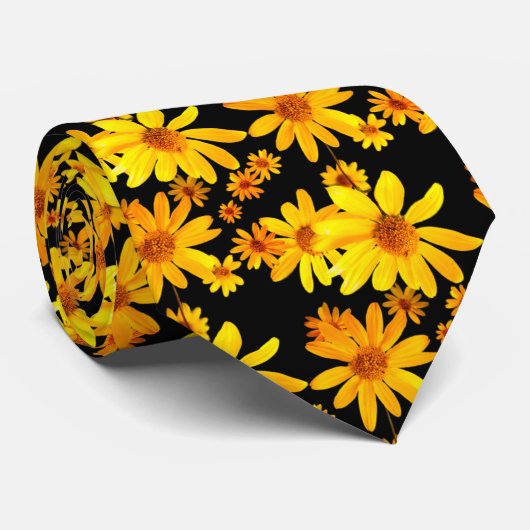 黄色の花のタイ ネクタイ (ロール)