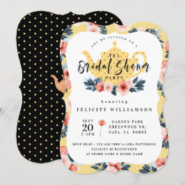 黄色の花のティーパーティー ブライダルシャワーの招待状 招待状