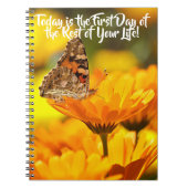 黄色の花のノート新しい始まり ノートブック (正面)