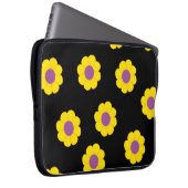 黄色の花のパターンを持つブラックノートパソコンケース ラップトップスリーブ (正面右)