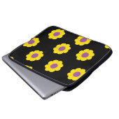 黄色の花のパターンを持つブラックノートパソコンケース ラップトップスリーブ (正面下部)