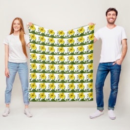 黄色の花のパターン フリースブランケット