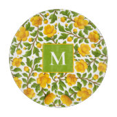黄色の花のパターン – モノグラパーソナライズされたム カッティングボード (正面)