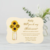 黄色の花のメイソンジャー ブライドメイド カード (スタンド正面)