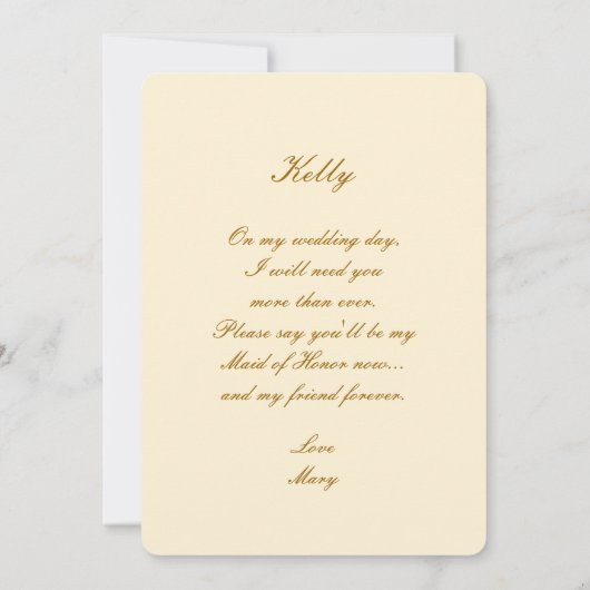 黄色の花のメイソンジャー メイド・オブ・オナー カード (裏面)