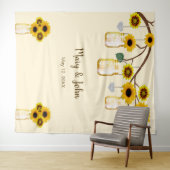 黄色の花のメイソンジャー　写真用背景 タペストリー (インサイチュ(横))