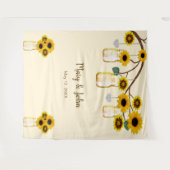 黄色の花のメイソンジャー　写真用背景 タペストリー (正面(横))