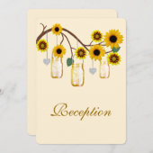 黄色の花のメイソンジャー 受付カード 招待状 (正面/裏面)