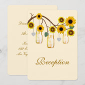 黄色の花のメイソンハートの受付カード 招待状 (正面/裏面)