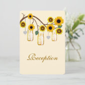 黄色の花のメイソンハートの受付カード 招待状 (スタンド正面)