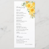 黄色の花のローズの結婚式の式次第 プログラム (裏面)