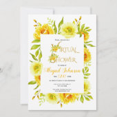 黄色の花の仮想ベビーまたはブライダルシャワー 招待状 (正面)