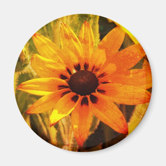 黄色の花の写真丸型マグネット マグネット (正面)