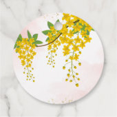 黄色の花の女の子のハルディ感謝の気持ちのラベル フェイバータグ (裏面)