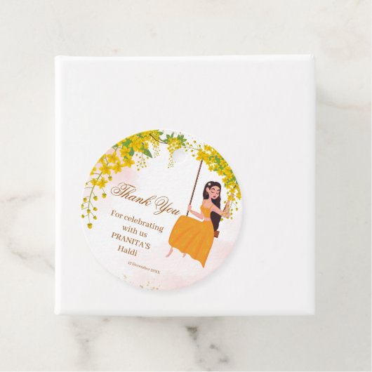 黄色の花の女の子のハルディ感謝の気持ちのラベル フェイバータグ (インサイチュ)