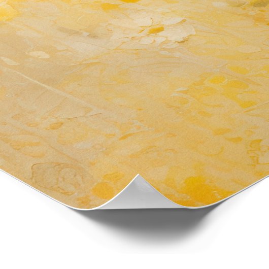 黄色の花の抽象芸術アート ポスター (角)