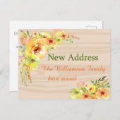 黄色の花の新しい住所のお知らせ ポストカード (正面/裏面)