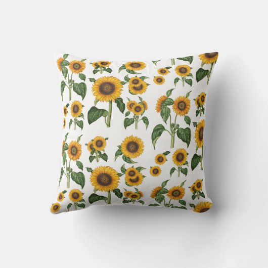 黄色の花の植物の葉の緑のモノグラム クッション (裏面)