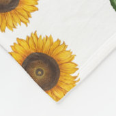 黄色の花の植物の葉の緑のモノグラム フリースブランケット (角)