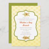 黄色の花の母の日のブランチ招待状 招待状 (正面/裏面)
