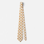 黄色の花の水色のフローラ絵画の ネクタイ (正面)