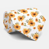 黄色の花の水色のフローラ絵画の ネクタイ (ロール)