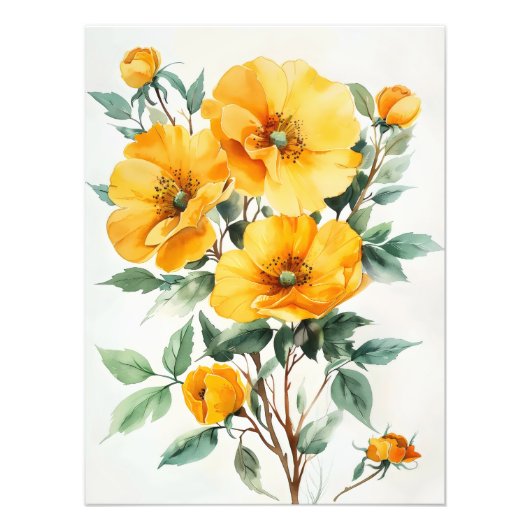 黄色の花の水色 フォトプリント            (正面)