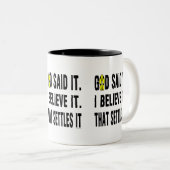 黄色の花の神様が言った！ ツートーンマグカップ (正面右)