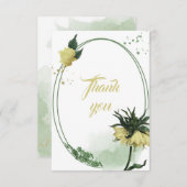 黄色の花の緑の葉幾何物 サンキューカード (正面/裏面)