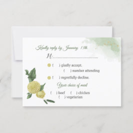 黄色の花の緑葉の食事の選択 出欠カード