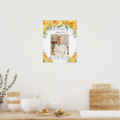 黄色の花の葬儀追悼写真 ポスター (キッチン)