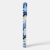 黄色の花の青いパターン Case-Mate iPhoneケース (裏面 / 右)