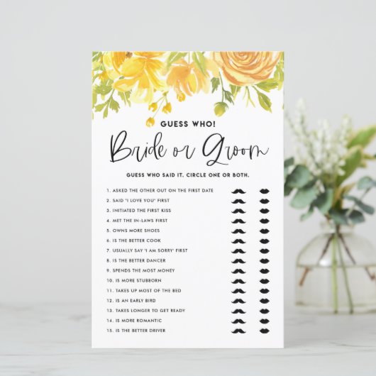 黄色の花は彼は彼女はシャワーのゲームを言った (スタンド正面)