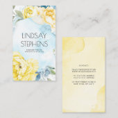 黄色の花ほこりっぽいエレガント青い水色 名刺 (正面/裏面)