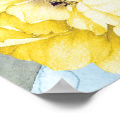 黄色の花ほこりっぽい青い結婚水色 ポスター (角)