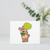 黄色の花を持つクマ ポストカード (スタンド正面)