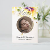 黄色の花カスタム写真葬式 サンキューカード (スタンド正面)