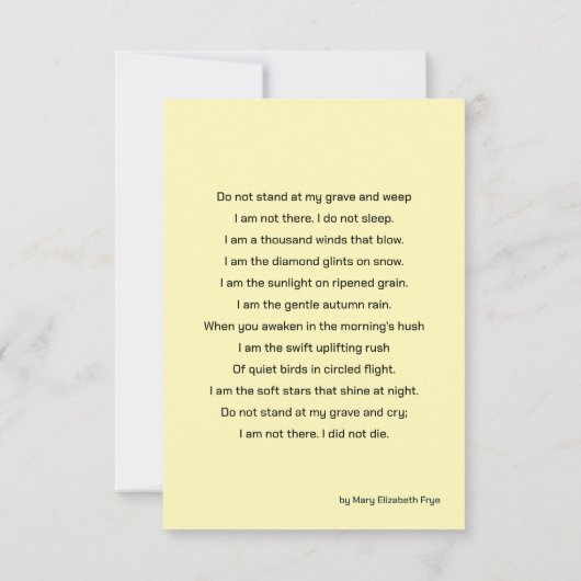 黄色の花カスタム写真葬式 サンキューカード (裏面)