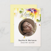 黄色の花カスタム写真葬式 サンキューカード (正面/裏面)