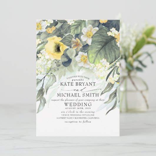 黄色の花サマーガーデンロマンチック結婚ズ 招待状 (スタンド正面)