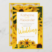 黄色の花シンプル結婚の 招待状 (正面/裏面)