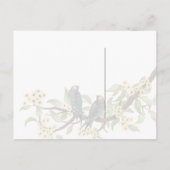 黄色の花ティール（緑がかった色）ヴィンテージ鳥の応答カード インビテーションポストカード (裏面)