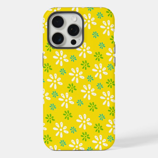 黄色の花パターンiPhone 15 Pro Maxケース iPhoneケース (裏面)