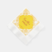 黄色の花パーソナライズされた名Haldi napkins 縁ありカクテルナプキン (角)