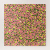 黄色の花ピンクの背景ヴィンテージ ジグソーパズル (横)